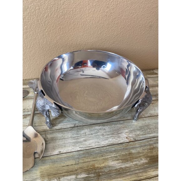 Vintage Elephant Salad Bowl with Servers Safari Wildlife Serving Set - Picture 13 of 14